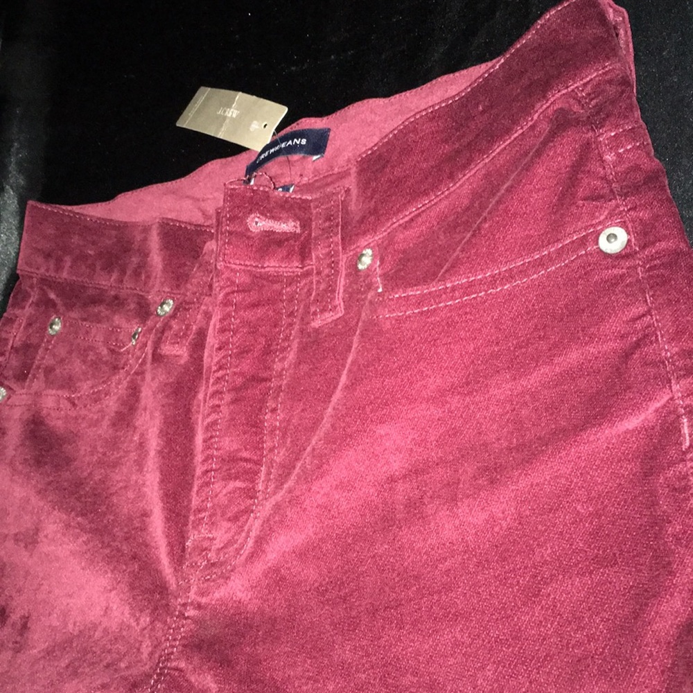 Deep red Velvet skinny jeans
